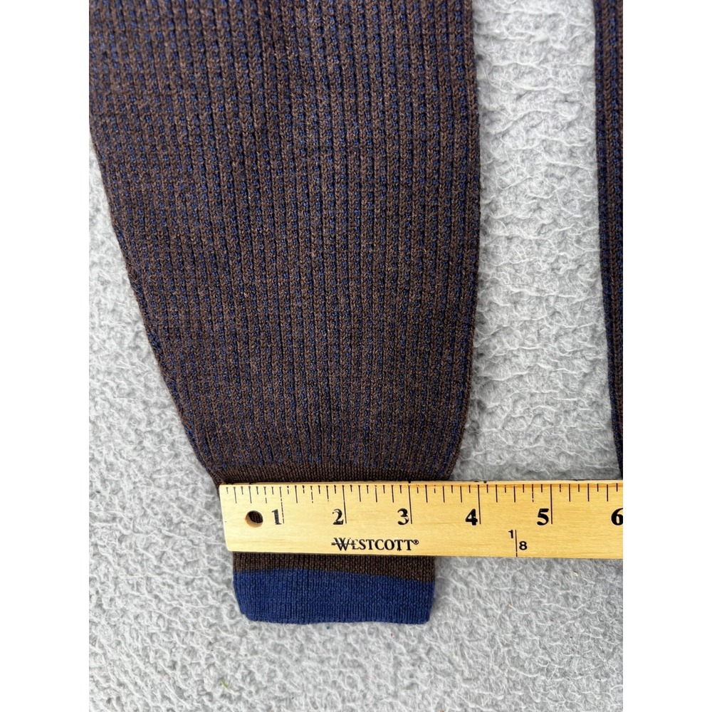 ROBERT GRAHAM Whalen Wool Quarter Zip Sweater Mens Size Large Brown Navy Stretch - Picture 11 of 15